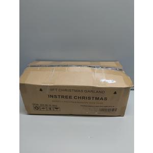 9FT Pre-Lit Artificial Christmas Garland with 50 White Light, Pulg in, Holiday Decorations Garland, Mantle for Indoor Holiday Door Home Decorations Stairs Fireplaces Wall