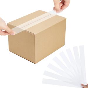 100 Pack Clear Packing Tape Precut Return Tape Strips Bulk Packaging Mailing Sheets Banded Strip for Sealing Moving Shipping Mailing Wrapping Decoration, Office, Home Business, Warehouse(2'' X 18'')