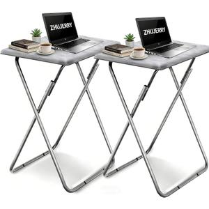 Tv Trays Folding Tv Table, Dinner Table for Eating with Sturdy Metal Frame, Small Foldable Snack Trays Table for Living Room, Couch,Sofa, Bed, No Assembly Required (White Marble 2-Piece Set), 1pcs