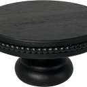 White Wash Display Wood Riser, 8.25inch Shabby Chic Pedestal Tray Decor with Beads, Farmhouse Display Stands for Coffee Bar, Bathroom, Kitchen Island (Black)