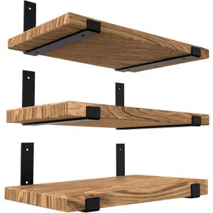 BENEGA Shelf Brackets 12 inch 6pack | 11.25' x 6' x 1.5' | J Bracket | Industrial | Black | Metal | Rustic Iron