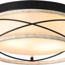 Flush Mount Light Fixture, LED Flush Mount Ceiling Light in Unique White Finish, 12-inch Close to Ceiling Light for Hallway, Porch, Living Room, Kitchen, MX100026 (White & Frosted Glass)