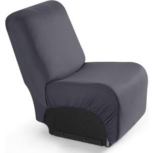 TAOCOCO Recliner Chair Cover 3 Pieces Polyester Fabric Stretch Recliner Covers Softness Recliner Furniture Protector with Elastic Bottom (Dark Gray, 1 Armless Chair Cover)