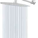 NearMoon Rain Shower Head with 11'' Adjustable Arm, High Pressure Stainless Steel Rainfall Shower, Ultra-Thin Design- Pressure Boosting (12 Inch, Nickel)