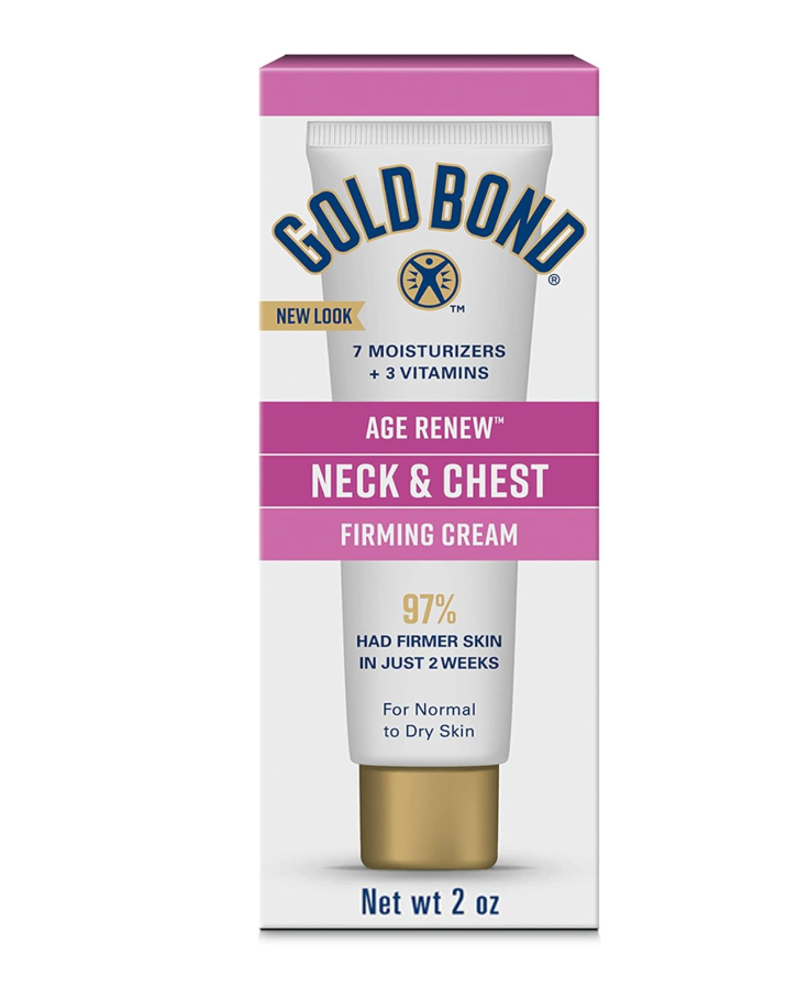 Gold Bond Age Neck & Chest Firming Cream, 2 Oz, Hydrates, Renews, and Visibly Improves Firmness, Texture & Elasticity of Aging Skin, NonGreasy, DermatologistTested, Hypoallergenic, Unscented