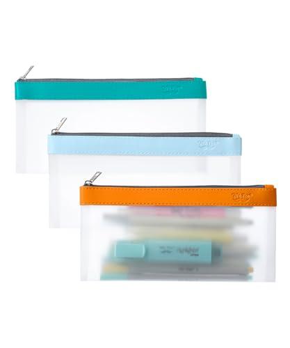 Mr. Pen- Clear Pencil Pouch, 8.50"x4.25", 3 Pack, Durable TPU Material, Medium Water-Resistant Pencil Bags with Smooth Zipper, Multipurpose Clear Pouch for Stationery, School, Office, Travel Supplies