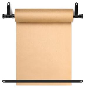 Vicenpal 15.5 Inch Retractable Kraft Paper Roll Holder Dispenser Wall Mounted Butcher Paper Holder Roller for to Do Lists, DIY Drawing, Taking Note, Artwork, Creative(Black)