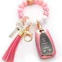 2 x QfungYe For Chevy Key Fob Cover with Keychain (5 Button, Pink)