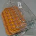 Brigii Ice Cube Tray with Lid&Bin, Ice Cube Mold with 56 Cubes, Stackable Ice Trays for Freezer with Easy-Release Silicone Bottom, for Drinks, Coffee, cocktail (Orange)