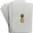 Tropical Pineapple Note Cards - 24 Blank Greeting Cards with Envelopes