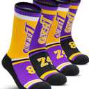Boys Socks,Basketball Baseball Softball Football Athletic Socks Team Color Gifts for Youth Ages 8-12 (La-gold)