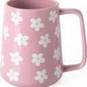 Ceramic Coffee mugs, 24 oz, Extra Large Mugs, Big Tea Cups, Large Handle, Pottery Mugs,Floral Pattern,Wide Bottom Coffee Mug for Office/Home, Microwave&Dishwasher Safe. (Violet)