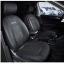 COLINOO Leather Car Seat Cover Waterproof Seat Protector Universal Fit Vehicle Seat Cover Black-Red Line 2 Pcs