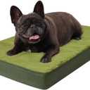 KSIIA Orthopedic Dog Bed Crate Waterproof Pet Mats for Small Dogs Deluxe Plush Washable Pet Bed with Egg Crate Foam & Removable Cover, 23 x 17 Inch, Green