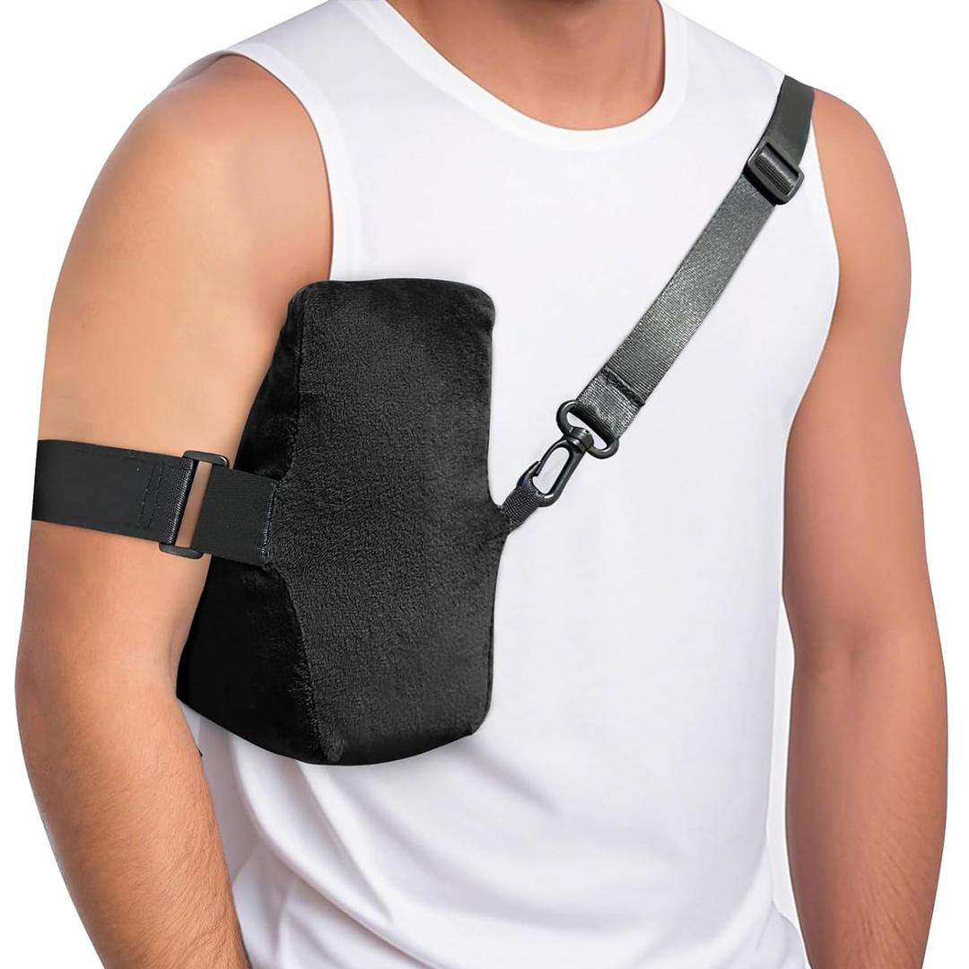 Rotator Cuff Pillow for Sleeping with Adjustable Straps, Shoulder Pain Relief pillow for Side Sleepers, Arm Cushion After Surgery Recovery Supplies for Bursitis, Rotator Cuff Injury, Black