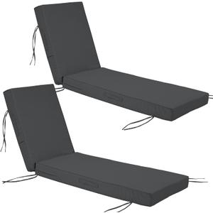Chaise Lounge Cushions Outdoor Set of 2, Waterproof & Fade Resistant Patio Lounger Cushions, Replacement Sun Lounger Pads with Removable Cover for Pool, Deck, Lawn Furniture