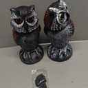 2 Pack Fake Owl Decoys to Scare Birds Away, Rotating Head Bird Deterrents, Nature Enemy Scarecrow Plastic Statues, Pest Repellent for Gardens and Patios