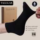 Ankle Socks for Men & Women – 78% Organic Cotton, Moisture Wicking, Arch Support,Cushioned Athletic Comfort (6 Pairs) (Black, S)
