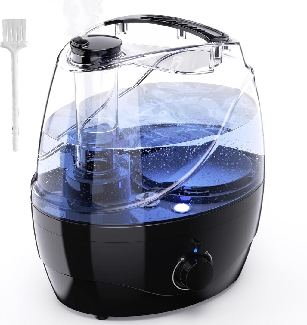 Humidifiers for Bedroom and Large Room, 2.2L Cool Mist Humidifier for Baby, 30 Hours with Whisper-Quiet Operation, Adjustable 360 Rotation Nozzle, Night Light Function, BPA Free