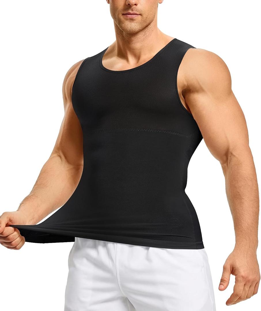 Nebility Compression Shirts for Men Slimming Undershirt - Mens Shapewear Compression Tank Top Under Shirts Body Shaper Black (M)