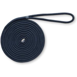 3/8 in x 15 ft Double Braided Dock Line, Navy, 12 in Eye, Durable Marine Mooring Rope for Boats, Kayaks, and Pontoons up to 27 ft, Abrasion-Resistant Finish
