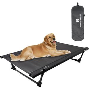 Folding Elevated Dog Bed Portable Collapsible Raised Dog Cots Cooling Pet Bed with Aluminum Frame, Lever Locking System, Breathable Mesh for Camping, Beach, Lawn, Travel