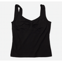 QINSEN Women's Square Neck Sleeveless Double-Layer Tank Tops Basic Tight T Shirts (Large, Black)