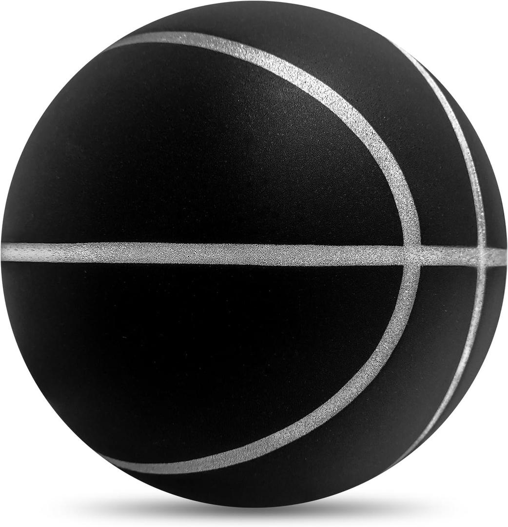 WAYNHUI Official Silent Basketball Size 7 (29.5") New Grooved Airless Foam Soundless Basketball for Quiet Dribbling and Indoor Training NOT CompressedGift for Youth (Black)