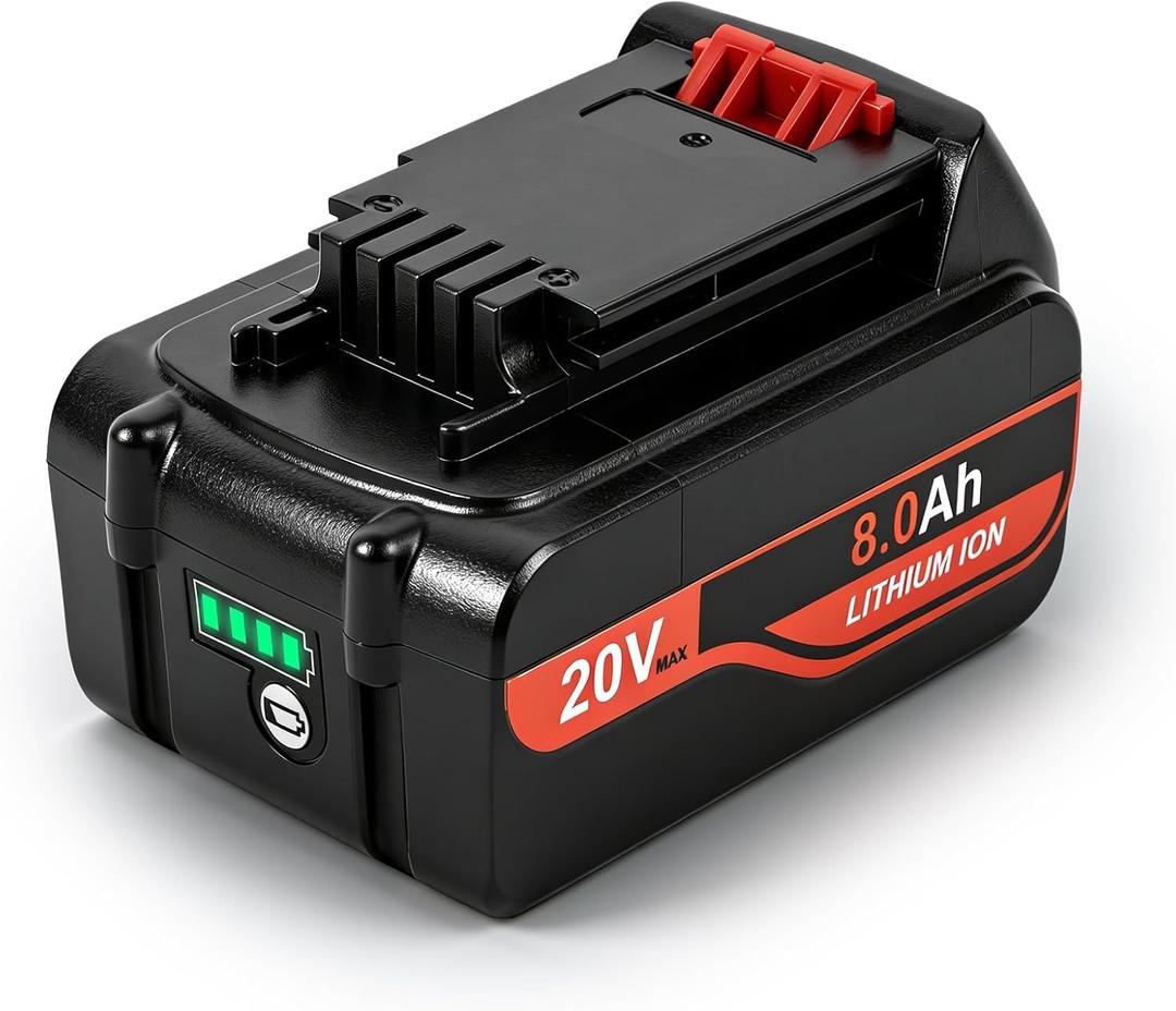 1Pack 8.0Ah High-Capacity Replacement for Black and Decker 20V Lithium ion Battery MAX Compatible with Black & Decker 20 Volt LBXR20 LBXR2020 LBX4020 LB2X4020-OPE LBXR20-OPE Cordless Power Tools