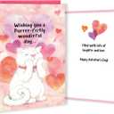 4 x Cats Valentines Day Card, Cute Valentines Day Gifts for Her Women, Romantic Cat Valentine's Gifts Ideas for Wife Girlfriend from Husband Boyfriend