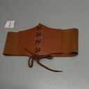 Wildarms Corset Waist Belt for Women, Wide Elastic Tie Waspie Belt for Dresses (Brown, Fit Waist 29-32in)