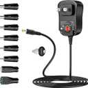 24W 3V 4.5V 5V 6V 7.5V 9V 12V Universal AC/DC Adapter Multi-Voltage Regulated Switching Power Supply with 8 Round DC Plugs for LED Strip Light CCTV Camera Speaker Router,2A Max