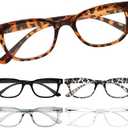 BLS BLUES 5 Packs Reading Glasses for Women Blue Light Blocking, Vintage Computer Eyewear +2