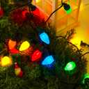 2 x C7 Bulbs Classic Christmas Lights - 50 LED 31ft Strawberry String Light - Extendable 8 Modes Funtion with Timer Fairy Lighting for Outdoor, Indoor, Party, Home, Tree Decorations (Multicolor)