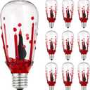 Halloween Flicker Flame Light Bulbs, ST40 Blood Drop Replacement Bulbs Edison Flicker LED Bulbs with Orange Red Flame for Outdoor Halloween String Lights, 1 Watt- E17 Intermediate Base, 10 Pack