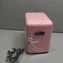CUTIEWORLD Mini Fridge for Bedroom, 4L Beverage Cooler, Leather Pink