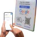 NFC Tap Google Review Plate - Boost Customer Feedback with Tap & Scan QR - No App, No Subscription - Works on iPhone & Android (Square - 3.94")