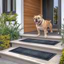 Aucuda 6pcs 8.5" x 30" Stair Treads Outdoor for Elders and Dogs on Wooden Steps Spring, Non Slip Stair Runner Rug Heat Insulation Rubber Backing, Frame Staircase Mat Carpet for Indoor Grip Farmhouse.