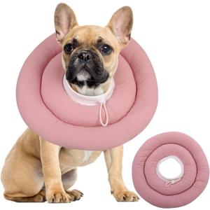 IDOMIK Dog Recovery Collar, Waterproof Soft Dog Cone After Surgery, Comfy Protective Elizabethan Collar Alternative for Dogs Cats, Adjustable Pet Neck Donut Cone Anti-Licking Biting Wounds,Pink,L