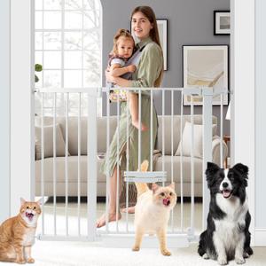 SHYUJAJIE 37 Inch Tall Baby Gate with Small Cat Door, Adjustable 29.55" and 46.06", Auto Close Safety Child Gate for Stairs, Doorway, House, Pressure Mounted