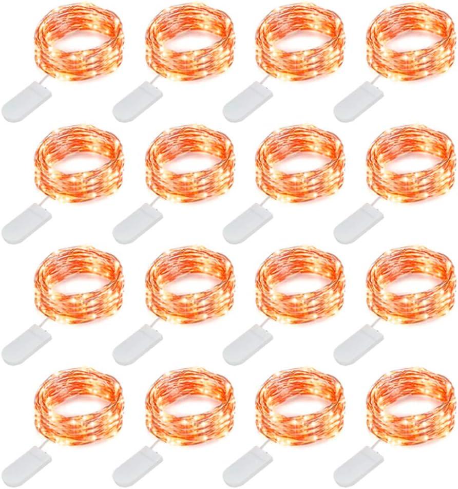 MUMUXI 16 Pack 10 ft Fairy Lights Battery Operated, 30 LED String Lights, Waterproof Decorative Lighting for Bedroom, Weddings, Halloween, Christmas, Orange Battery-Powered Indoor Outdoor Home Dcor