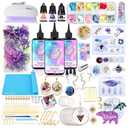 JILLSKY UV Resin Jewelry Making Kit, 300g Complete UV Resin Kit with Light, Molds, Storage Box & Tools for Beginners, DIY Resin Earrings, Necklaces, Pendants & Crafts