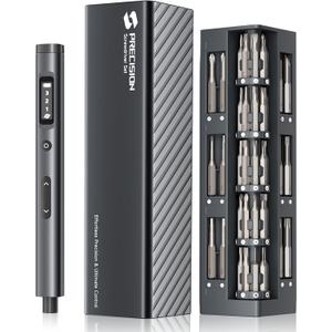 SUFICY 3.7V Mini Electric Screwdriver, 57-in-1 Magnetic Screwdriver Set, Precision Screwdriver Set, Cordless Screwdriver with LED Light, 3 Torque Settings Repair Tool Set for Phone Camera Laptop Watch (Black)