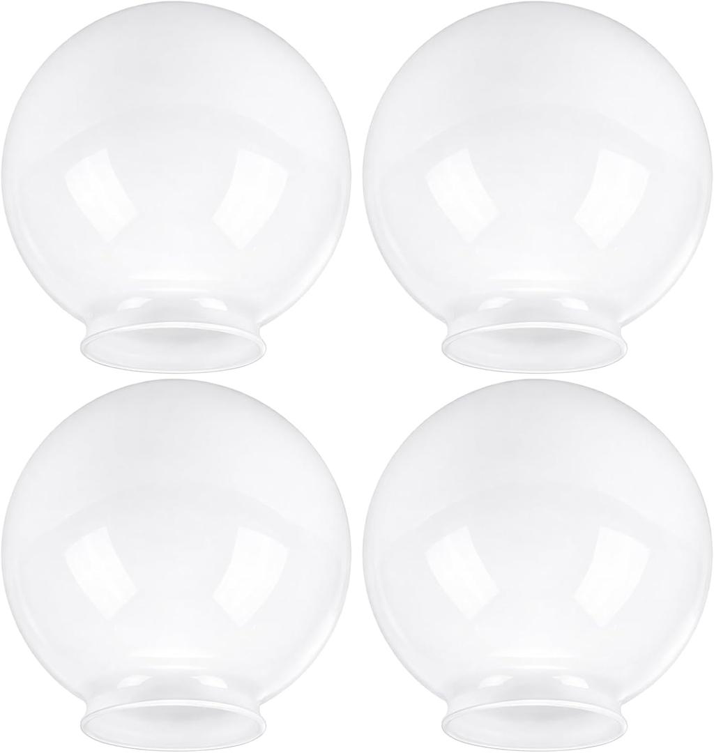 VIHOSE Set of 4 Globes for Light Fixtures 6 Inch Milky White Glass Ceiling Fan Bulb Light Covers Replacement Globe Lamp Shade 2.67 Inch Fitter Opening Fixture Replacement Globes Shades