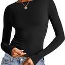 AKEWEI Long Sleeve Crop Top for Women Fall Going Out Outfits Cute Tight Basic Tees Shirt, Size: M
