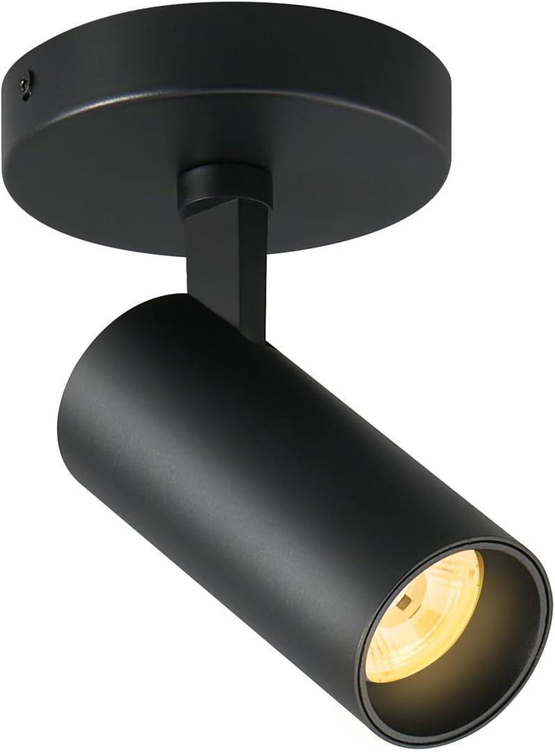 12W LED Ceiling Spotlight Indoor 5CCT Selectable Dimmable Spot Light Indoor CRI90+ Black Spotlight Adjustable Flush Mount Lights Fixture 24° Accent Lighting 1 Pack