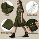Latocos Girls Pilot Dress Costume Toddler Kids Military Aviator Fighter Suit with Sunglasses Necklace Halloween Career Day (100)