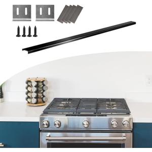 30" Slide-in Range Rear Filler Kit,Range Gap Filler, Stainless Steel Back Gap Cover for Stove, Stove Trim Kit Between Stove and Backsplash. (BLACK 30"x1.5")