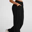 PRETTYGARDEN Womens Wide Leg Sweatpants High Waisted Baggy Lounge Sweat Pants Drawstring Athletic Flared Joggers with Pockets (Black, S)