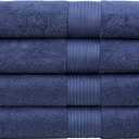 Luxury Oversized Bath Towels | 650 GSM, 34" x 56" | Hotel Quality, Soft & Highly Absorbent | Quick Dry, Thick, Combed Cotton Bathroom Towels | Denim - 4 Pack